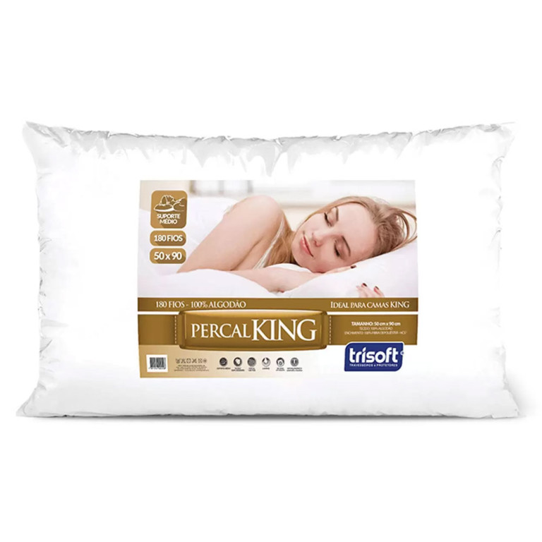Travesseiro Trisoft Percal King 180 Fios 100% Algodão