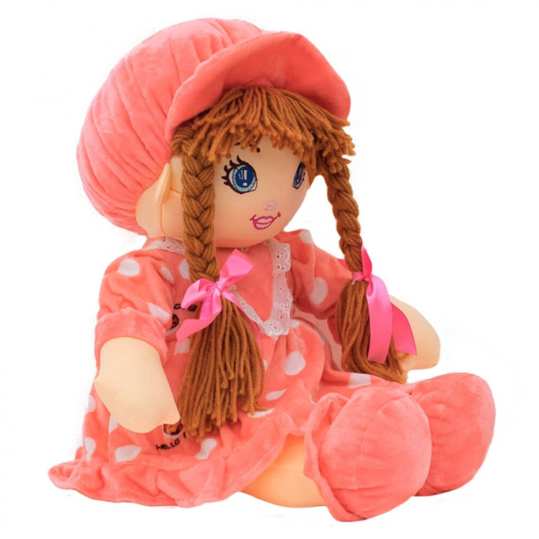 Boneca de Pano com Chapéu Rosa 50 cm