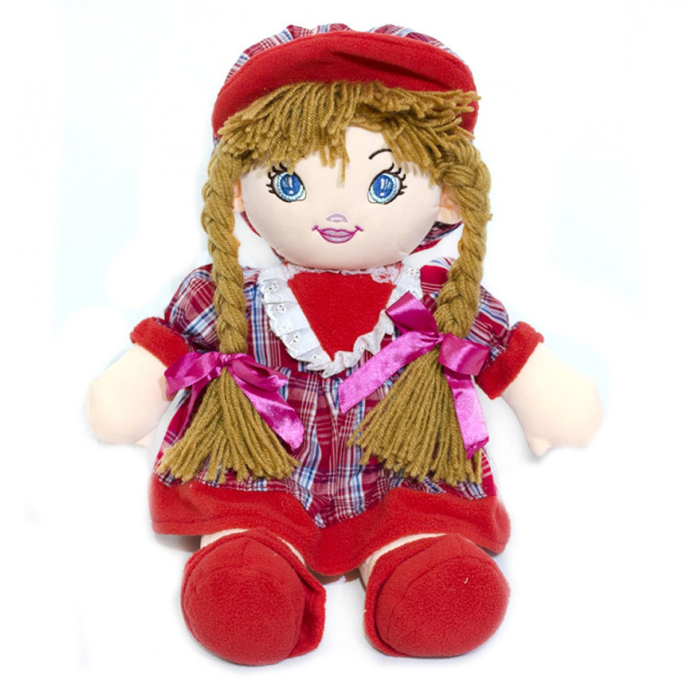Boneca de Pano com Chapéu Xadrez Vermelho 50 cm 1