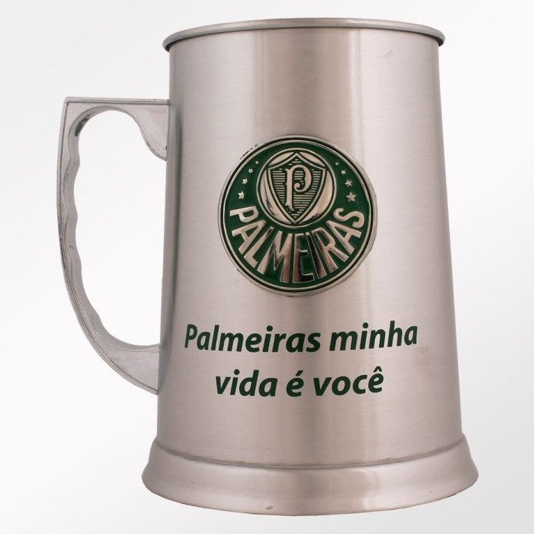 Caneca de Inox do Palmeiras com Escudo Alto Relevo 450 ml