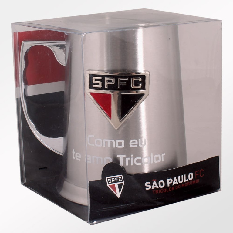 Caneca do São Paulo de Inox com Escudo Alto Relevo 450 ml