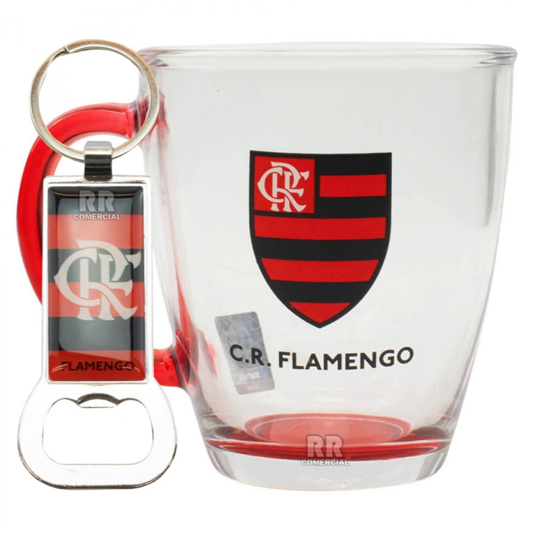 Caneca do Flamengo de Vidro com Abridor de Garrafa 350 ml 1