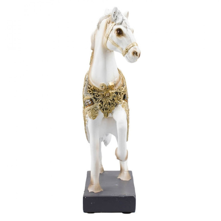 Estatueta Cavalo Branco em Resina 19 cm