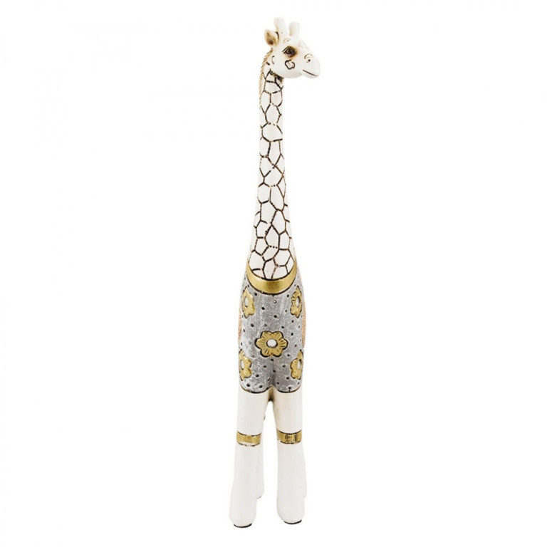 Estatueta Girafa Branca em Resina 28 cm