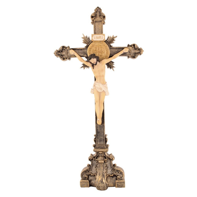 Imagem Jesus Crucifixo de Mesa em Resina 35 cm